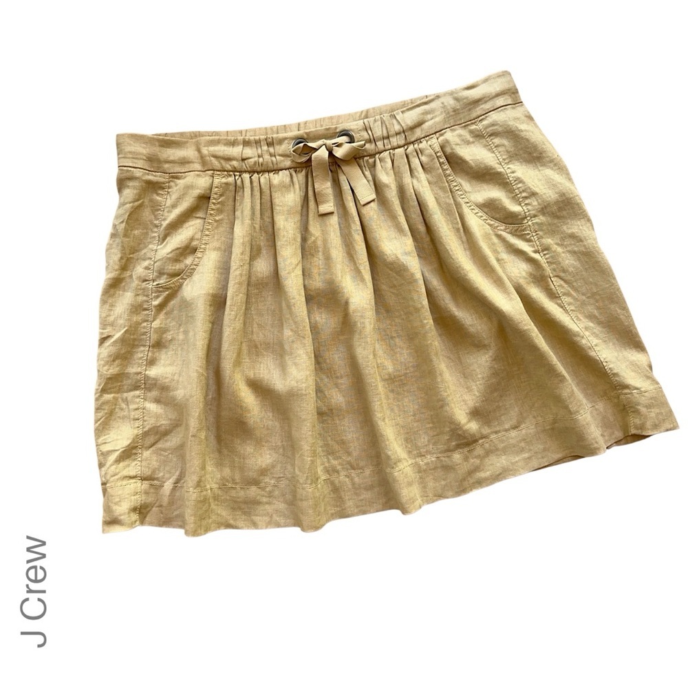 J CREW | MONTEREY LINEN DRAWSTRING MINI SKIRT LIKE NEW POCKETS | SIZE 4